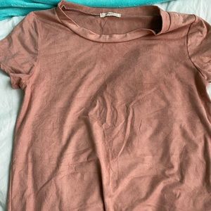 Dusty Pink Velvety Faux- Suede Tee